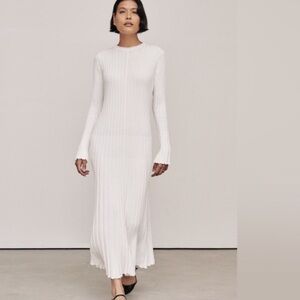 DISSH White Long Sleeve Ribbed Dress